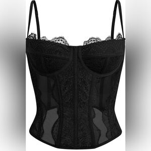 Y2K Womens Lace Mesh Sexy Vintage Spaghetti Strap Open Back Corset Going Out Top